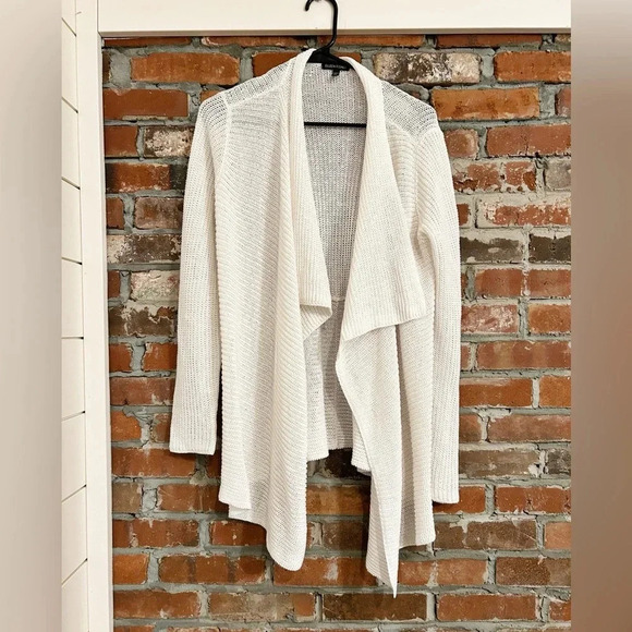 Eileen Fisher 100% Linen White Open-Front Sweater Size S/P - Picture 1 of 8